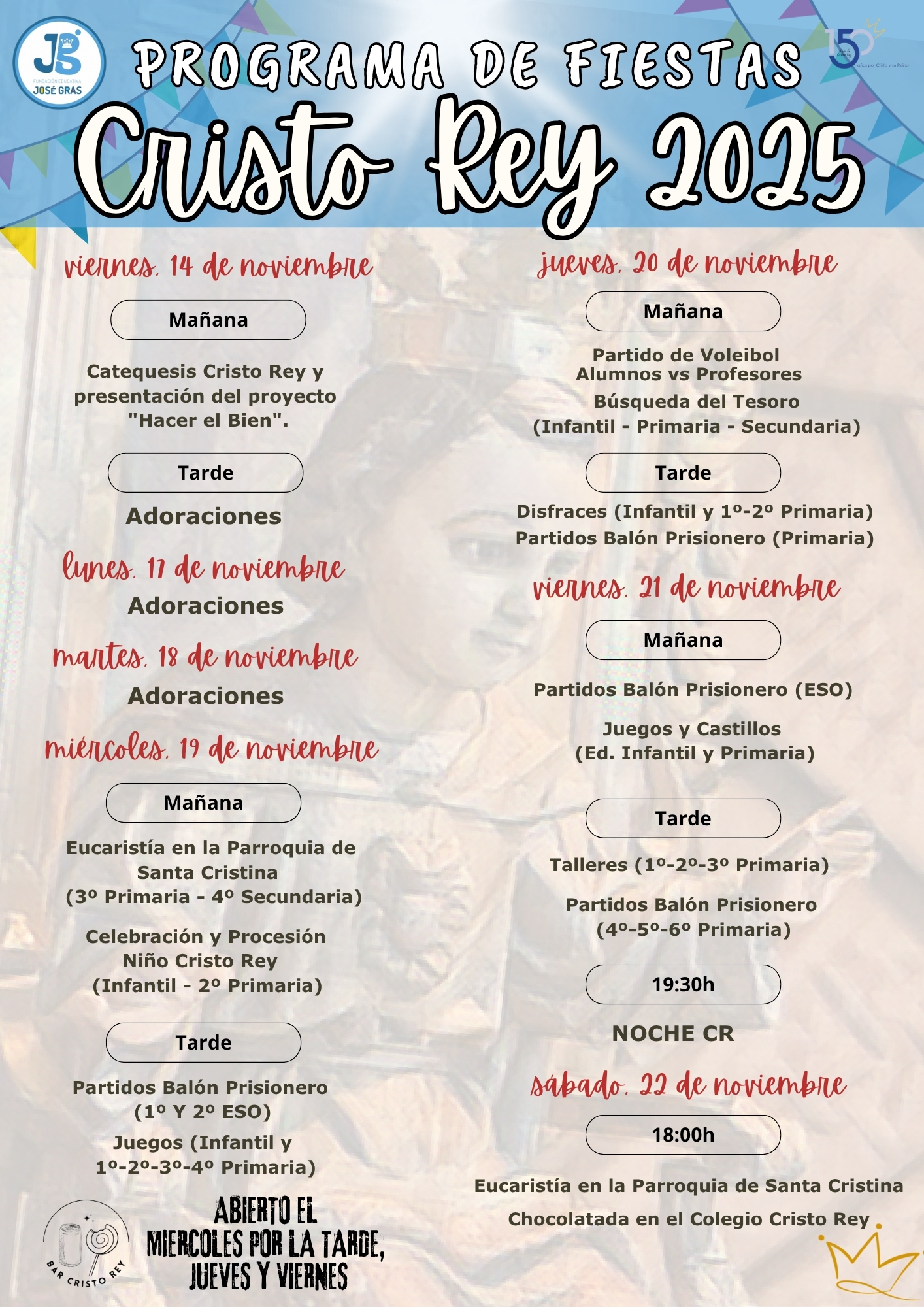 Cartel programa fiestas patronales ilustrado divertido colorido